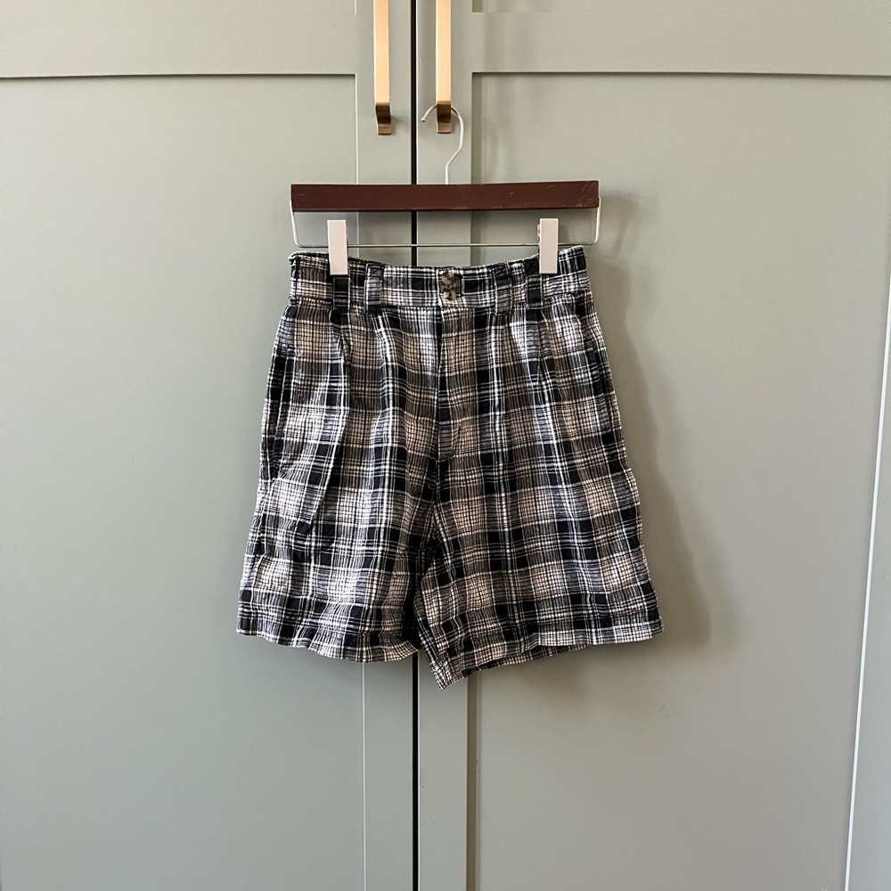 Vintage Plaid Black and White Shorts